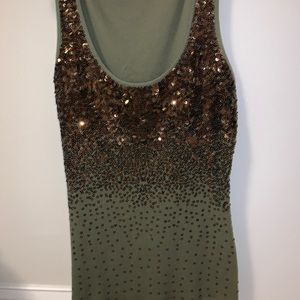 Express tank - army green sequin